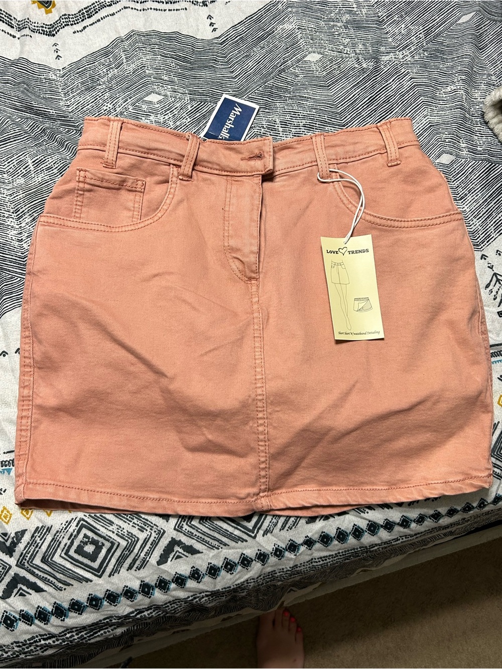Lovers + Friends Coral Peach Denim Mini Skirt
